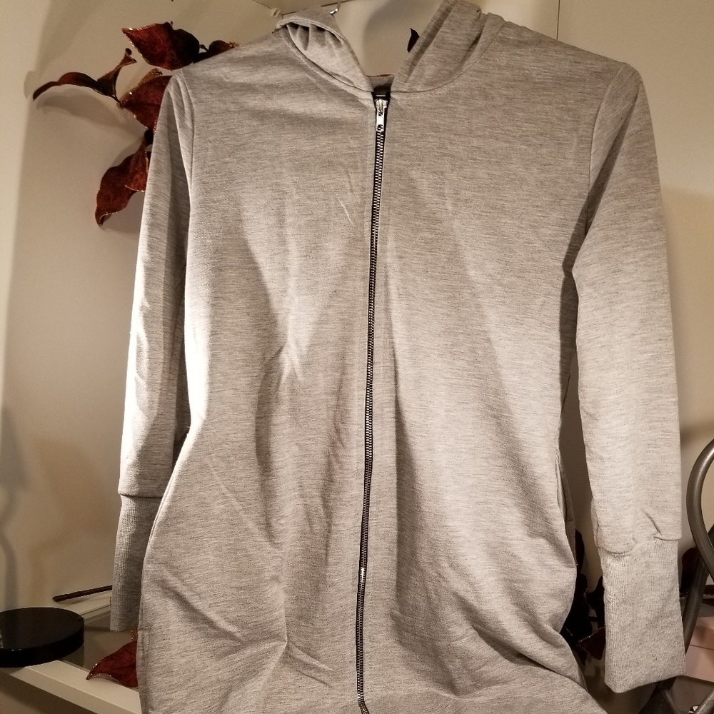 Grey Sweatshirt long zippered jacket